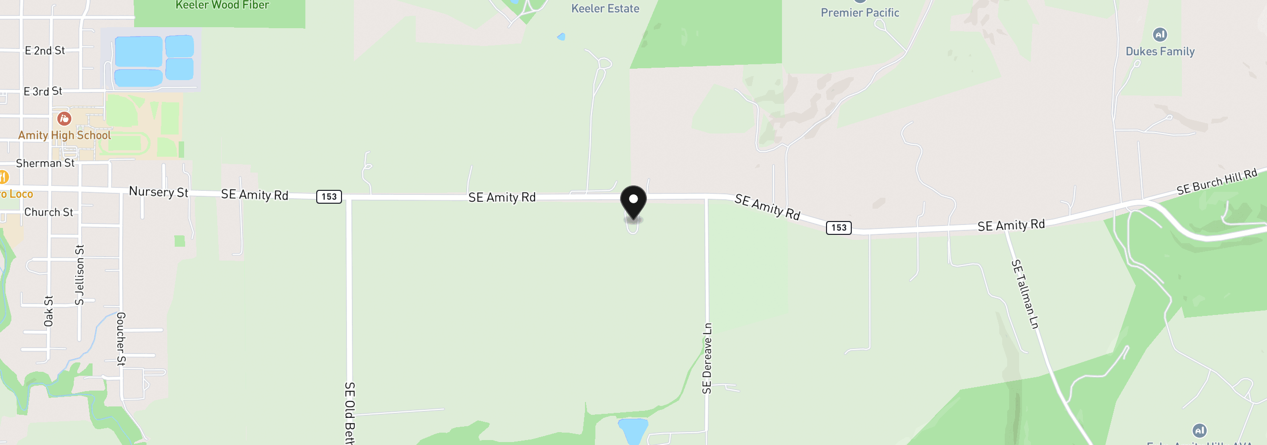 Map showing the location of 5830 SE Amity Rd, Amity, OR 97101