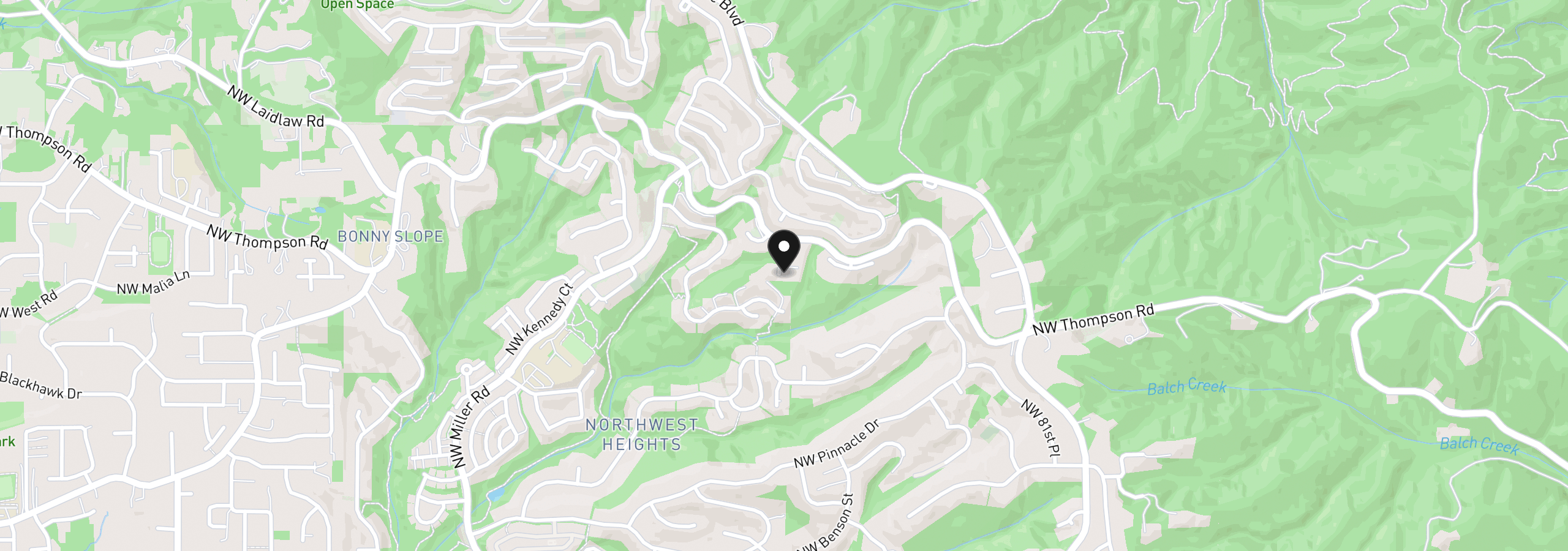 Map showing the location of 3125 NW Blue Sky Ln, Portland, OR 97229