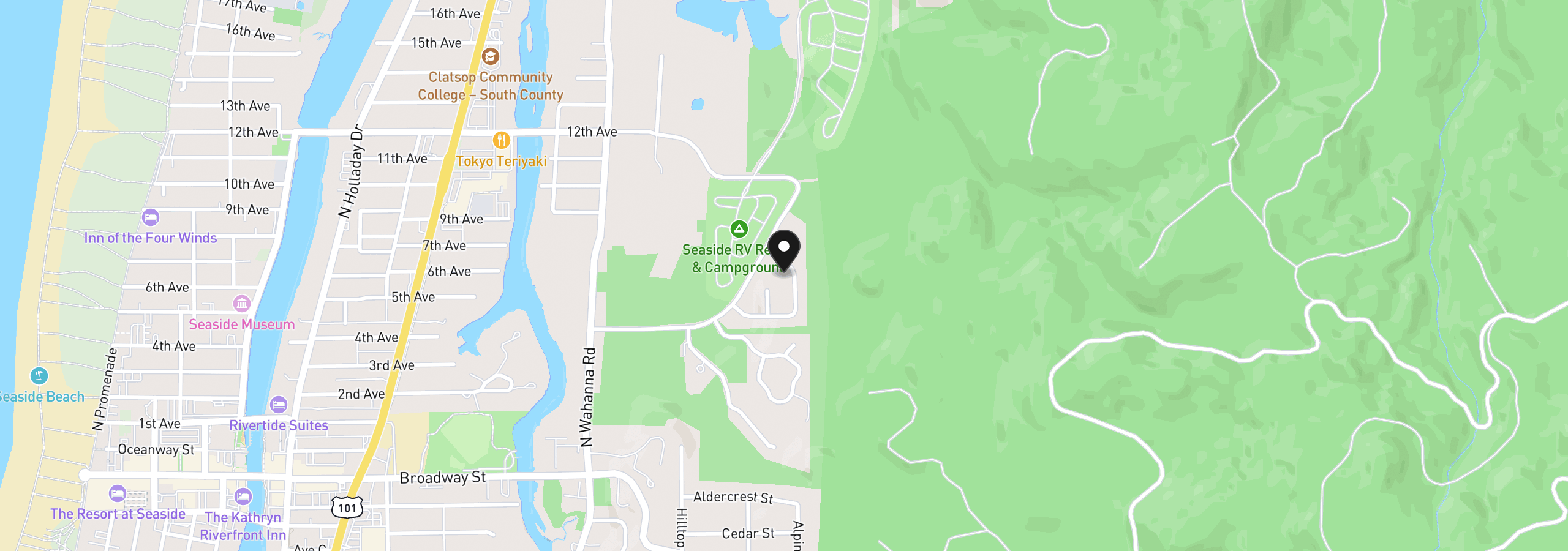 Map showing the location of 521 Hillside Loop, Seaside, OR 97138