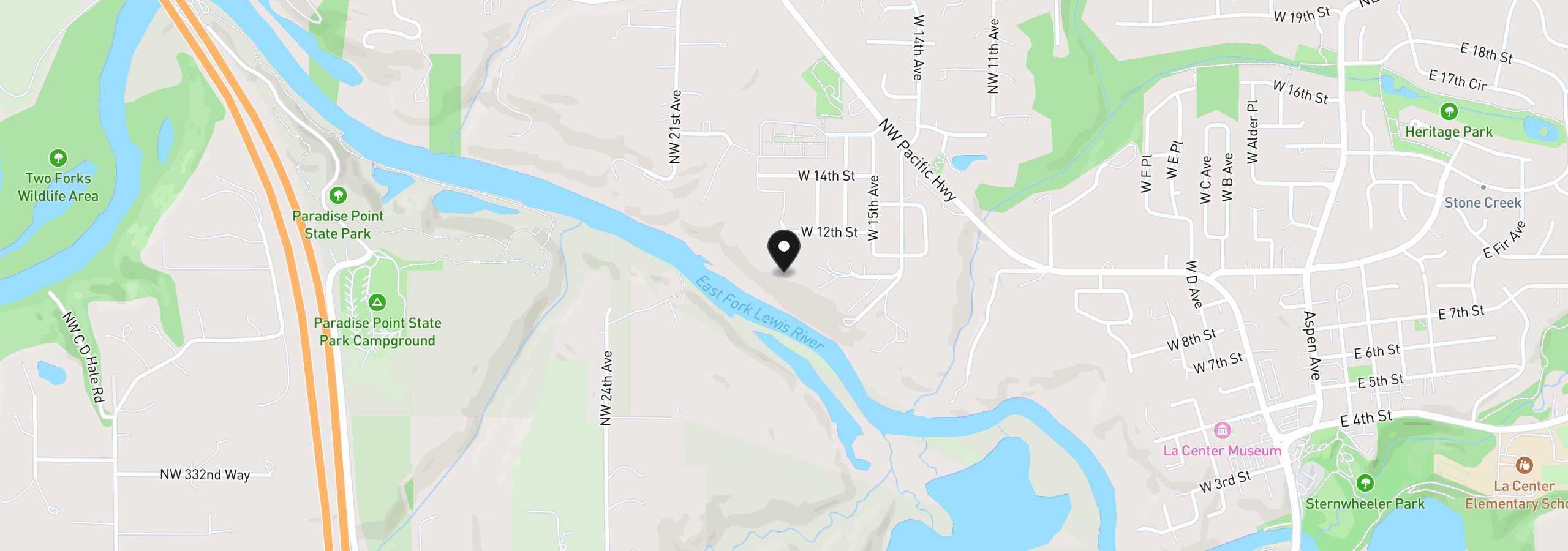 Map showing the location of 0 NW 339th St, La Center, Wa 98629