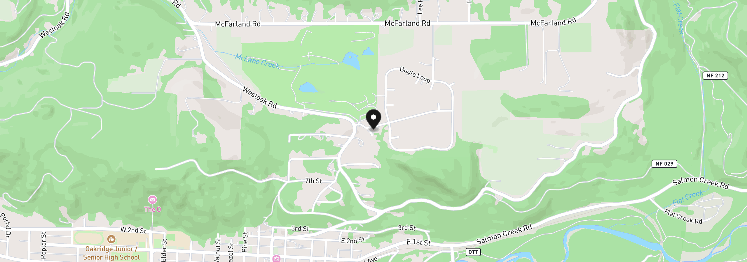 Map showing the location of 76705 Hazeldell Ct, Oakridge, OR 97463