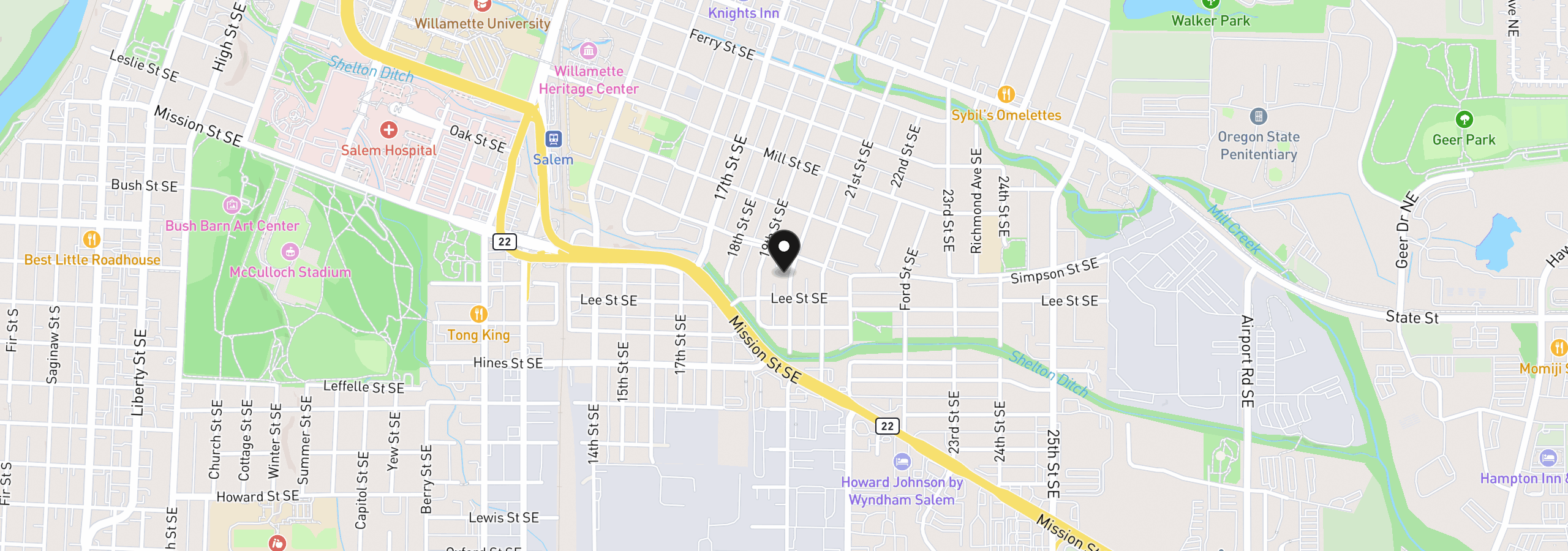 Map showing the location of 717 20th St, Salem, OR 97301