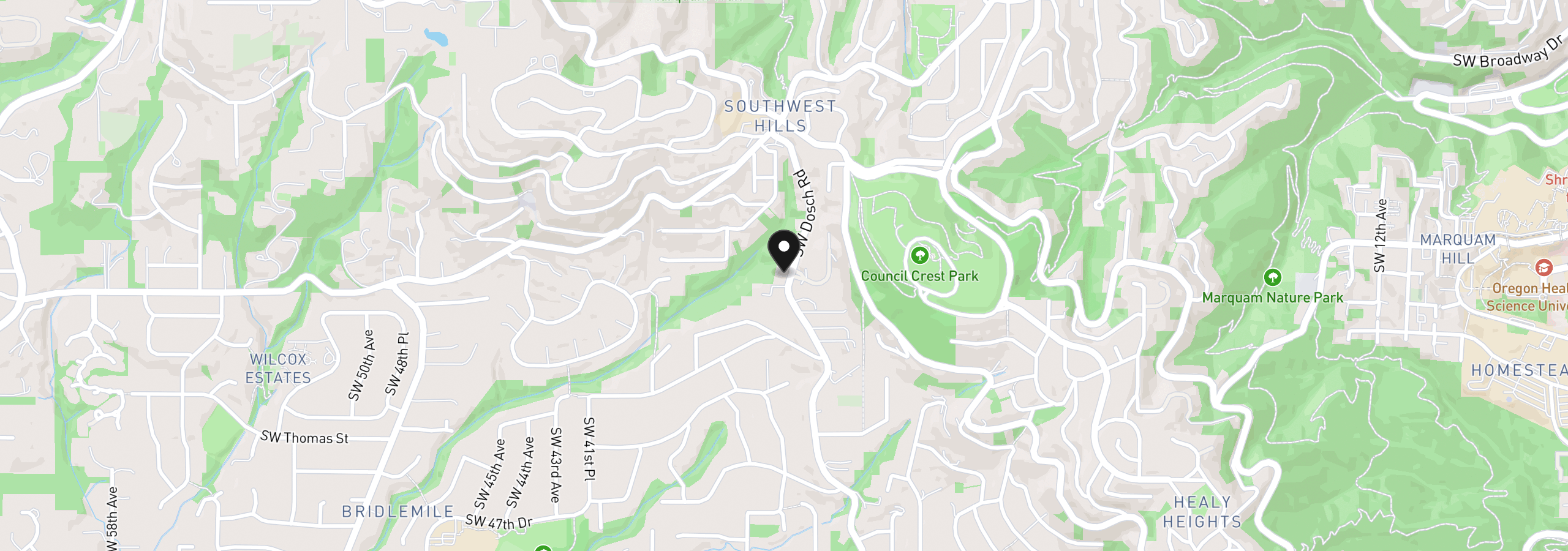 Map showing the location of 3419 SW Dosch Rd, Portland, OR 97239