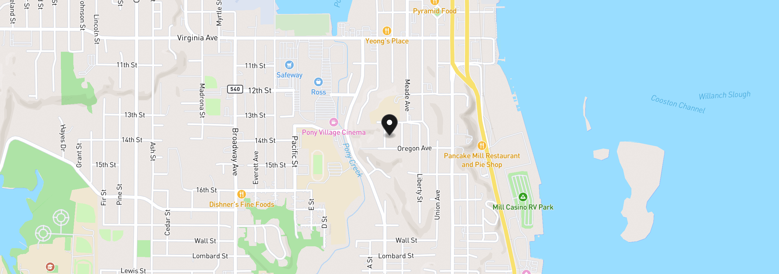 Map showing the location of 2353 Brussells St, North Bend, OR 97459
