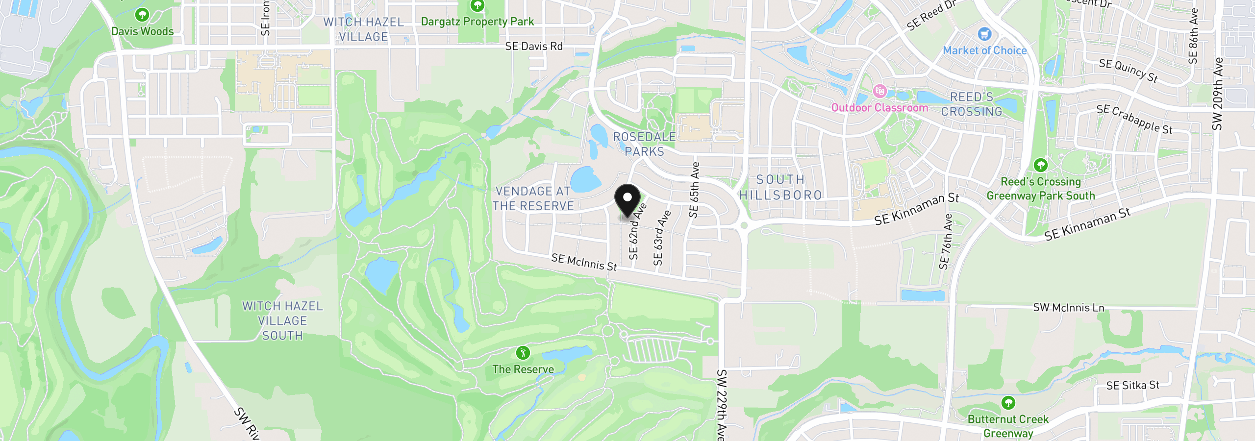 Map showing the location of 4309 SE 62nd Ave, Hillsboro, OR 97123
