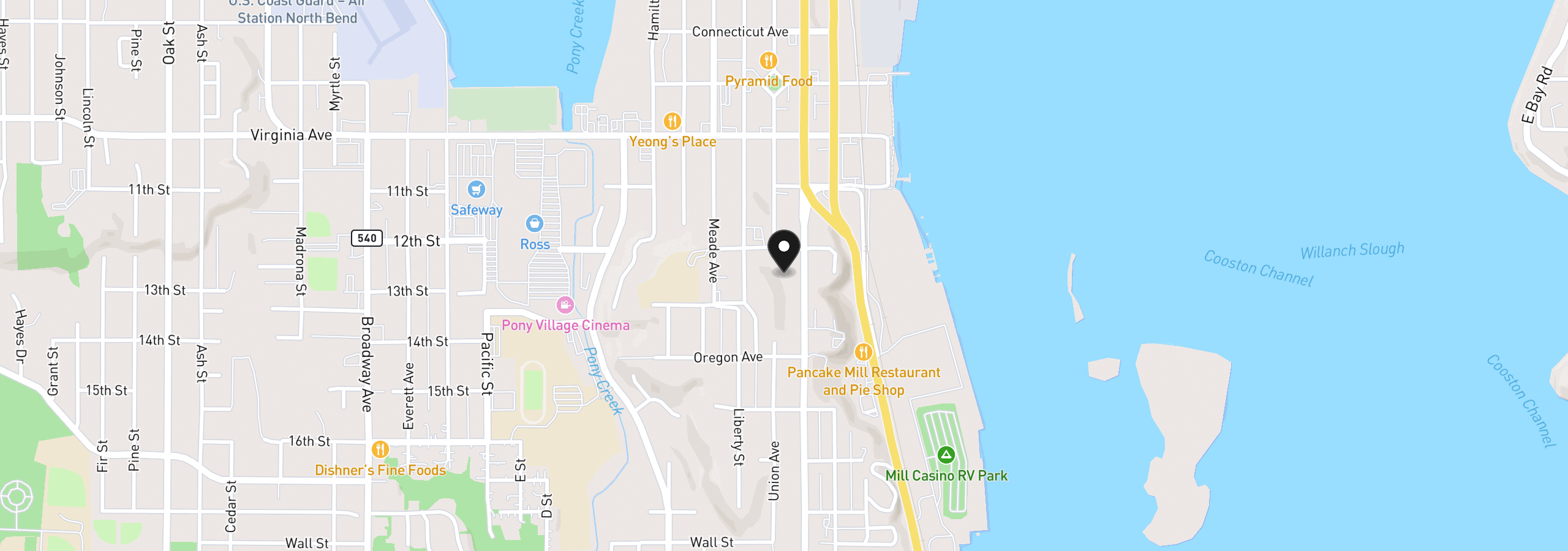 Map showing the location of Maine, North Bend, OR 97459