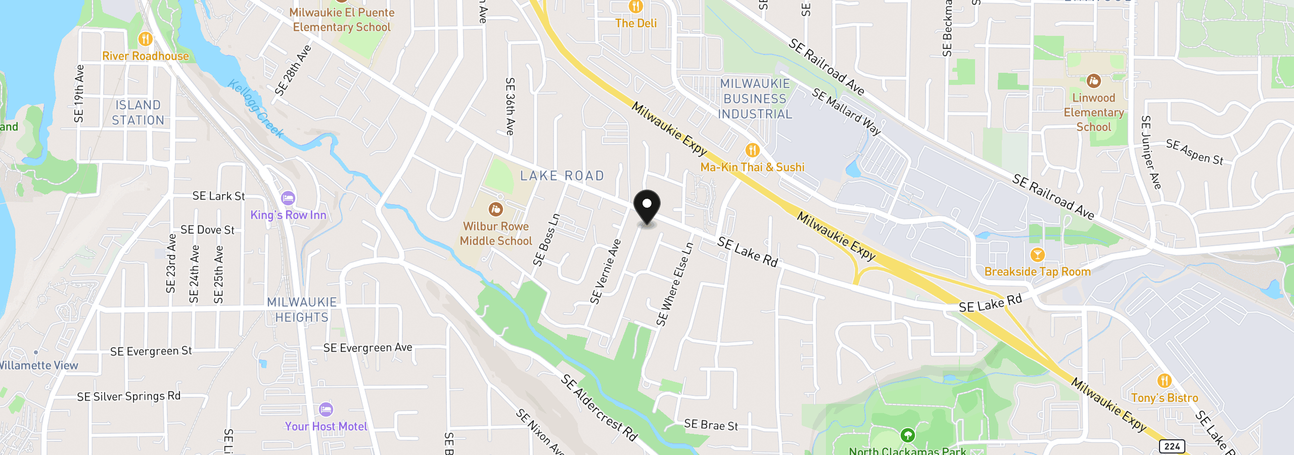 Map showing the location of 12596 SE Maplewood Ct, Milwaukie, OR 97222