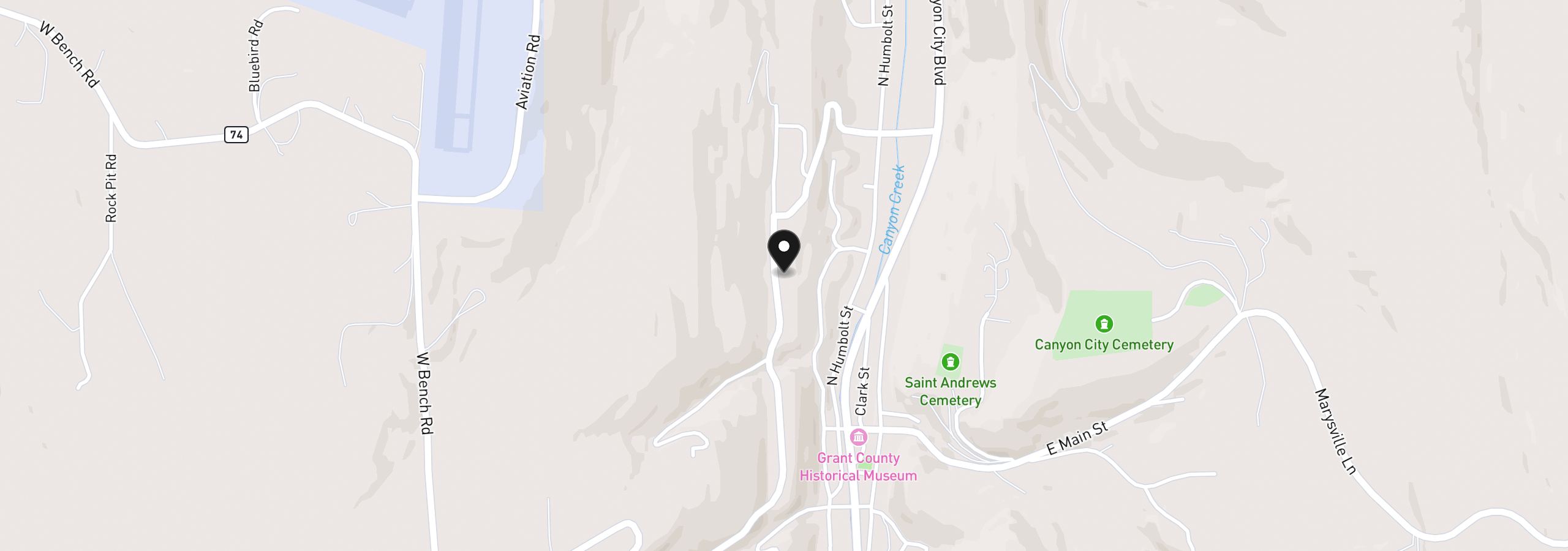 Map showing the location of Elkview Dr, Canyon City, OR 97820