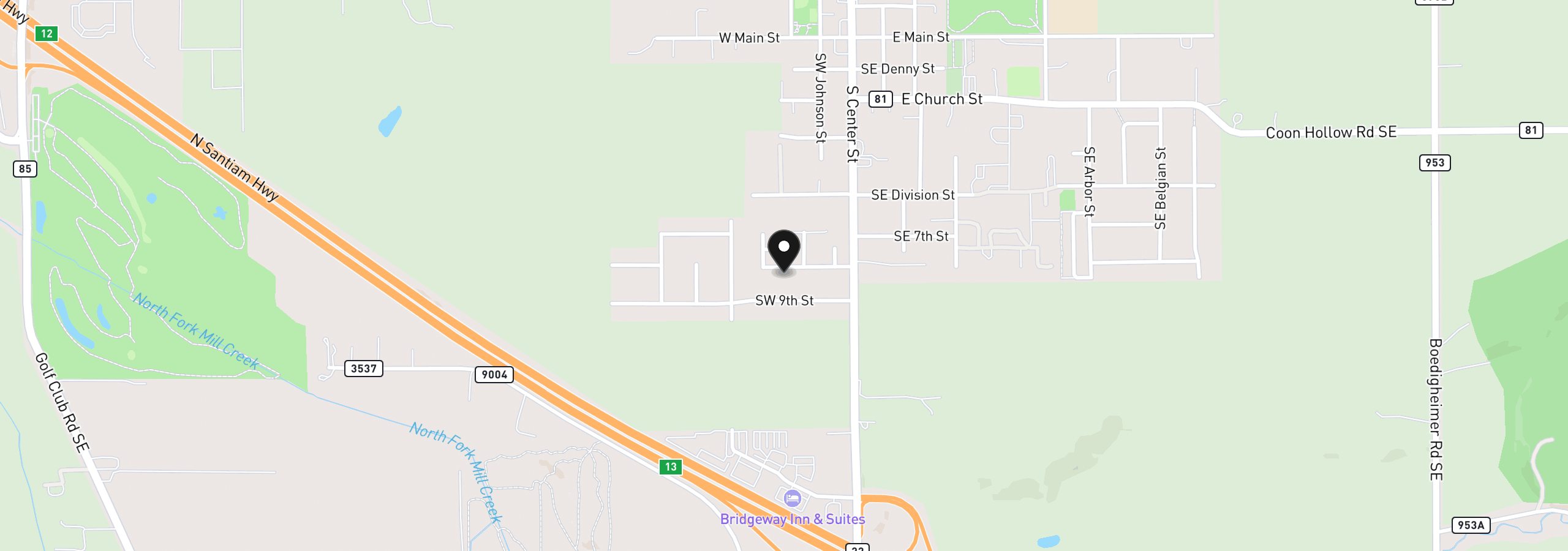 Map showing the location of 312 SW Cascade Meadow Dr, Sublimity, OR 97385