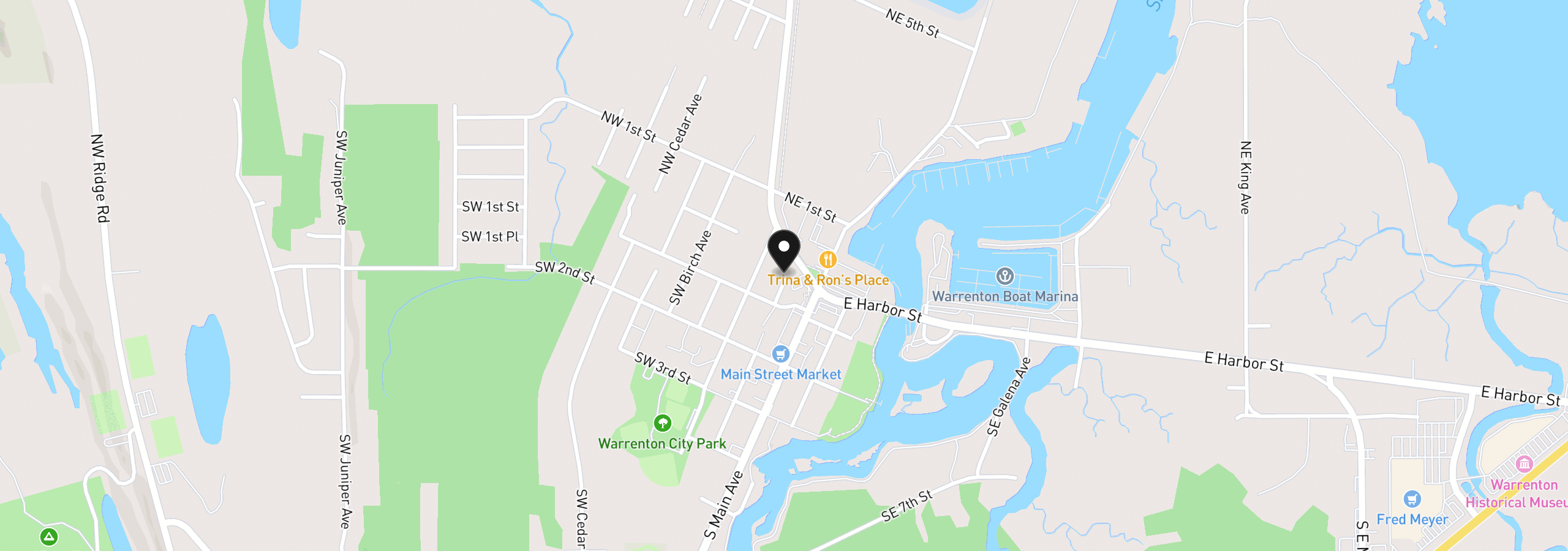 Map showing the location of SW Main(Adj 59 SW Main) Ct, Warrenton, OR 97146