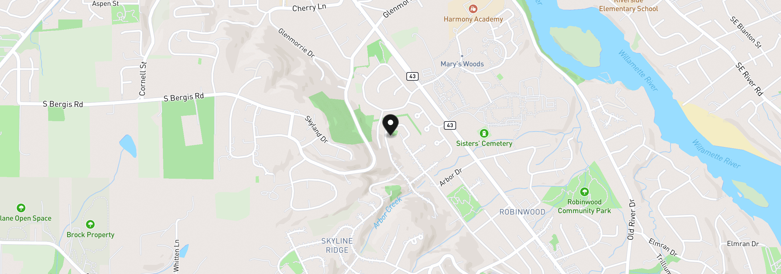 Map showing the location of 17580 Hillside Dr, West Linn, OR 97068