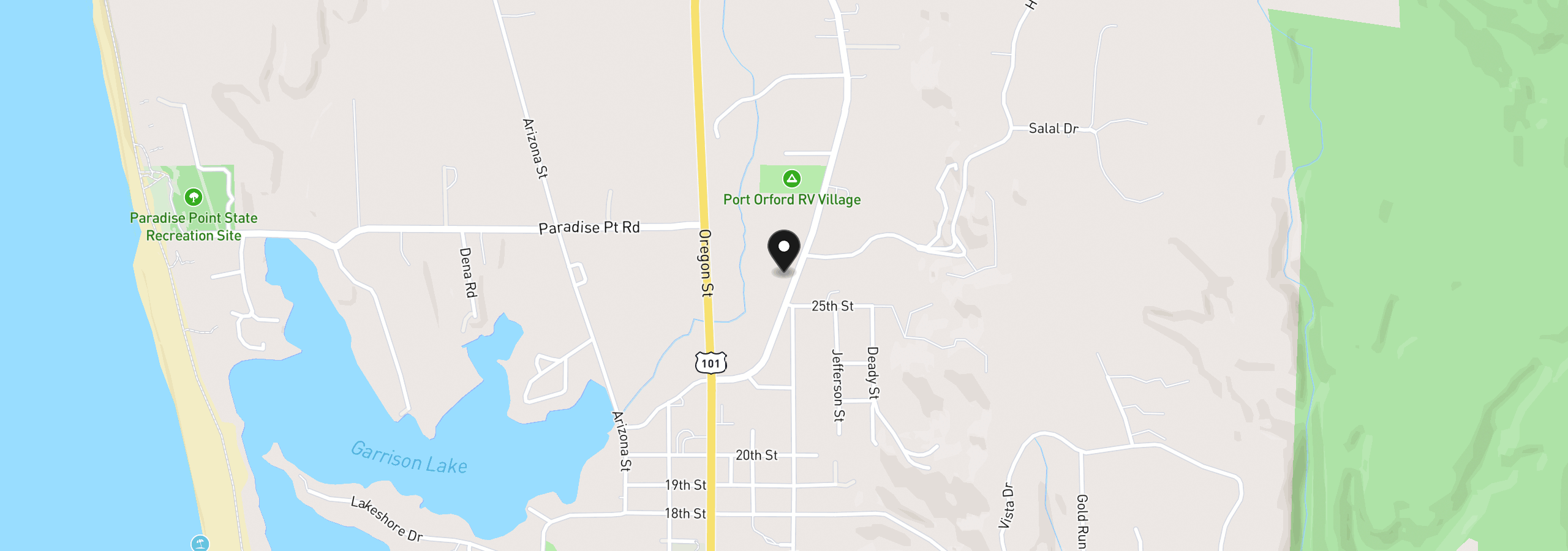 Map showing the location of 2537 Port Orford Loop, Port Orford, OR 97465