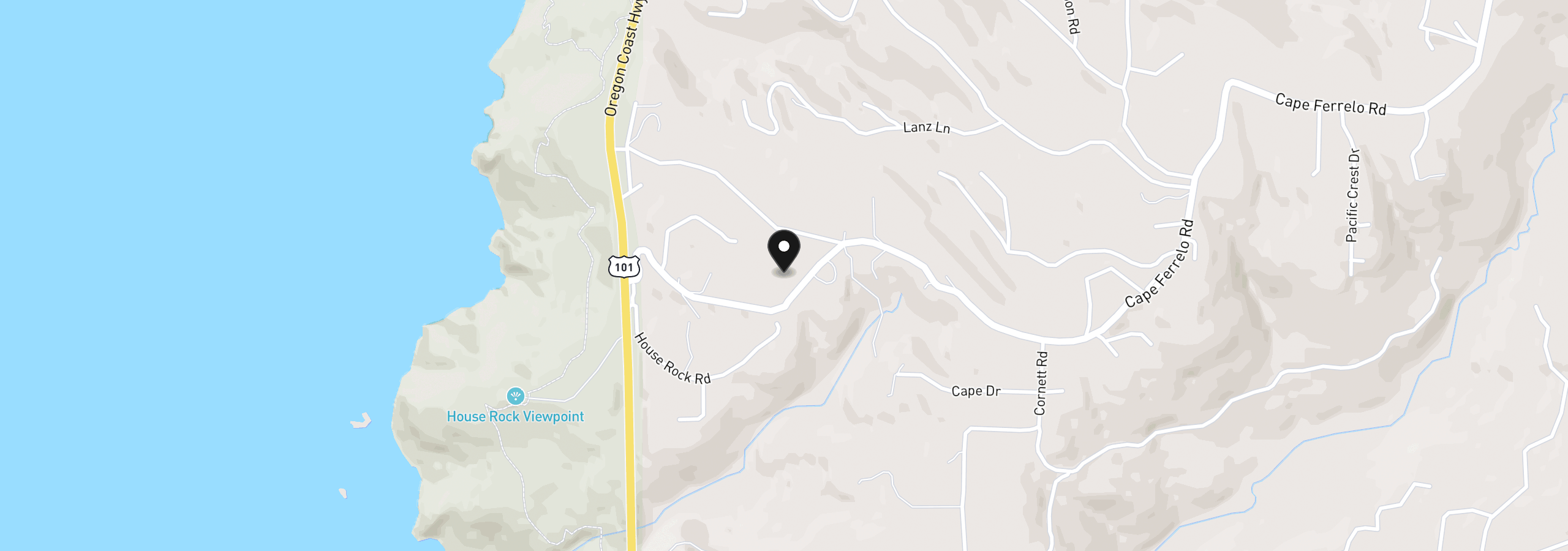 Map showing the location of 000 Cape Ferrelo Rd, Brookings, OR 97415