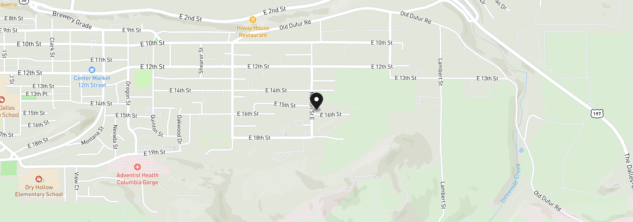 Map showing the location of 1640 Morton St, The Dalles, OR 97058