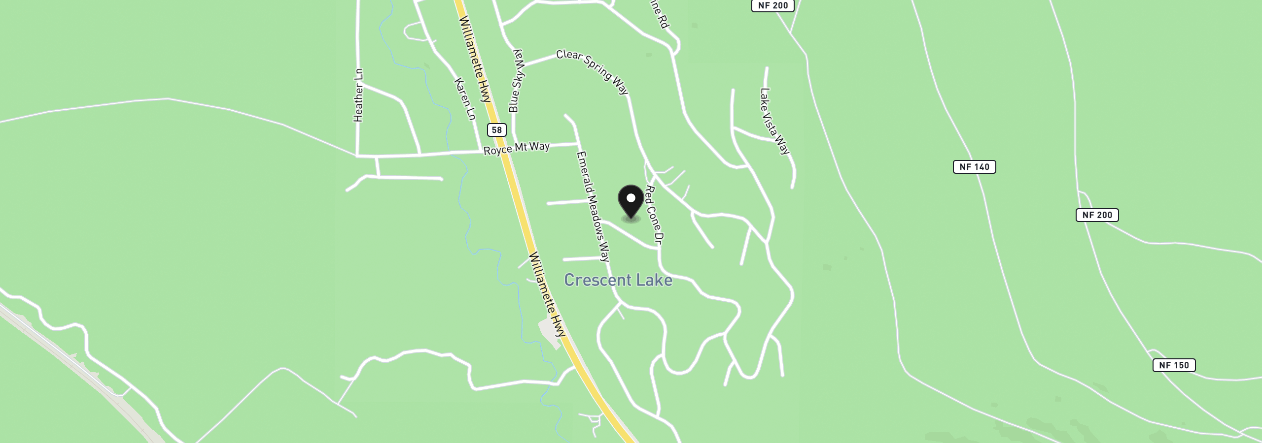 Map showing the location of 18915 Alpine Breeze Way, Crescent Lake, OR 97733
