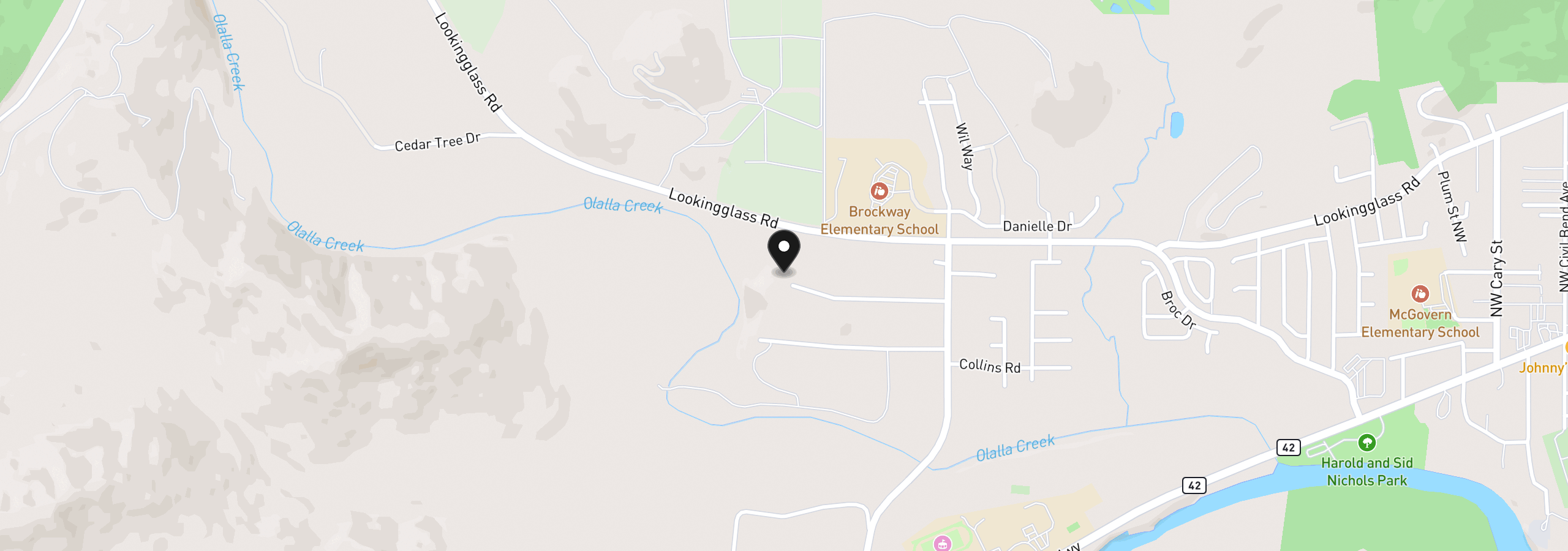 Map showing the location of 411 Woodland Dr, Winston, OR 97496