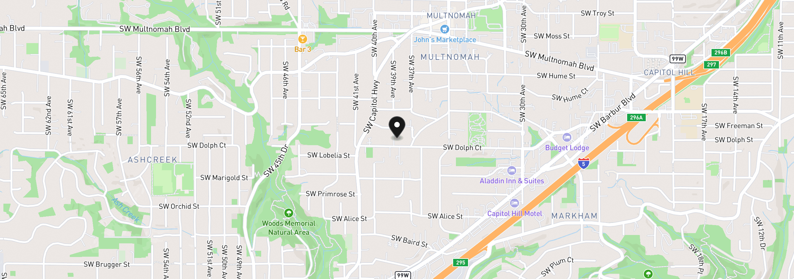Map showing the location of 0 SW Vesta St, Portland, OR 97219