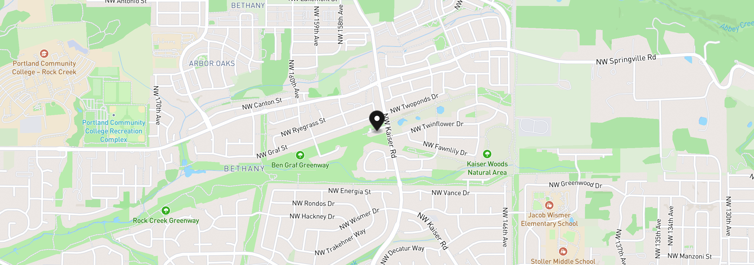 Map showing the location of 15452 NW Taennler Ct, Portland, OR 97229