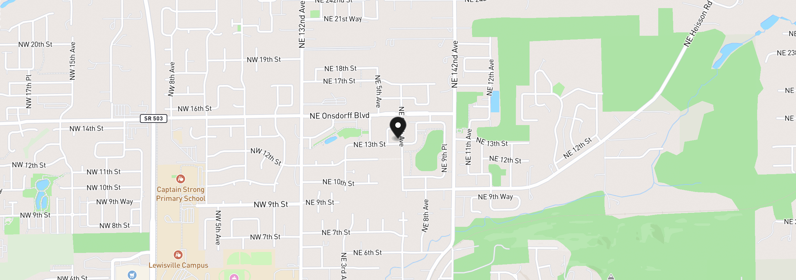Map showing the location of 1328 NE Clark Ave, Battle Ground, Wa 98604