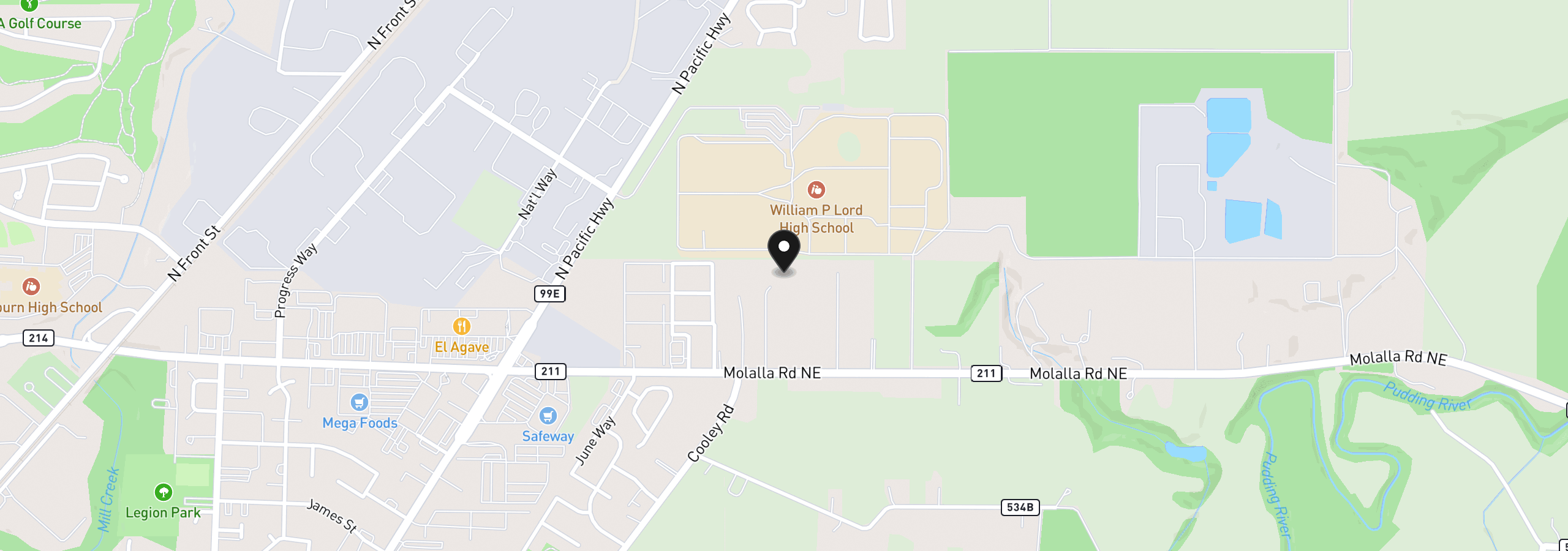 Map showing the location of 2225 Molalla Rd, Woodburn, OR 97071
