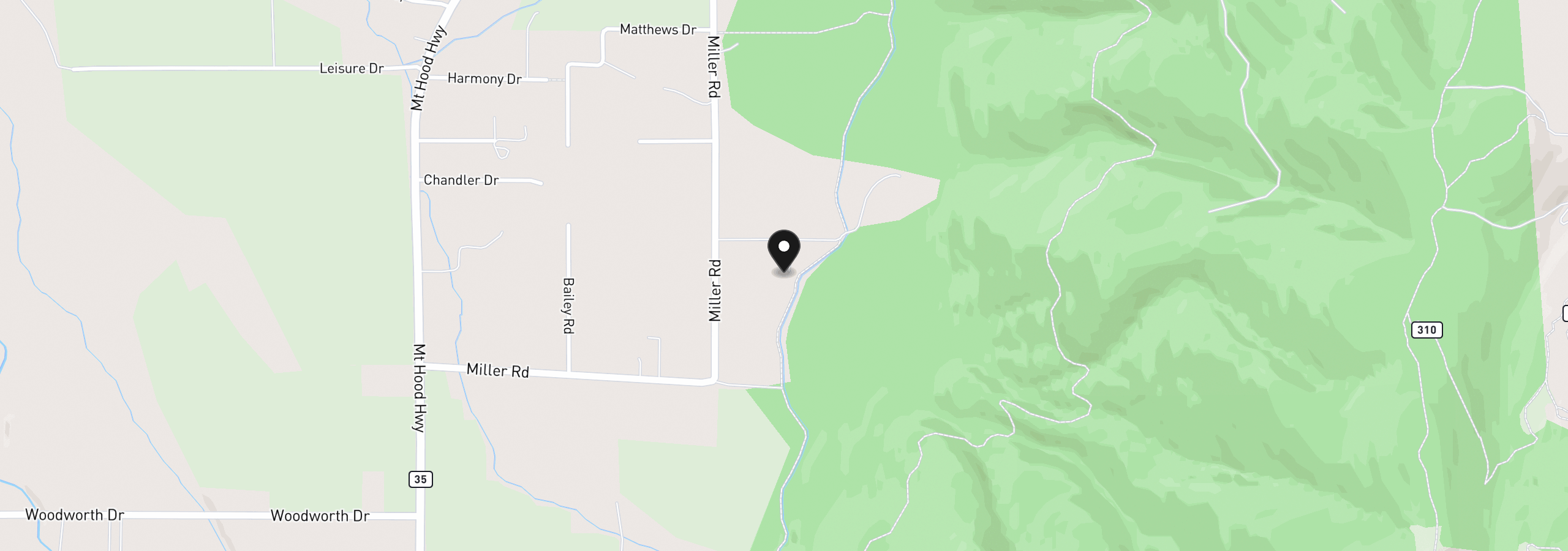 Map showing the location of 6125 Miller Rd, Mt Hood Prkdl, OR 97041
