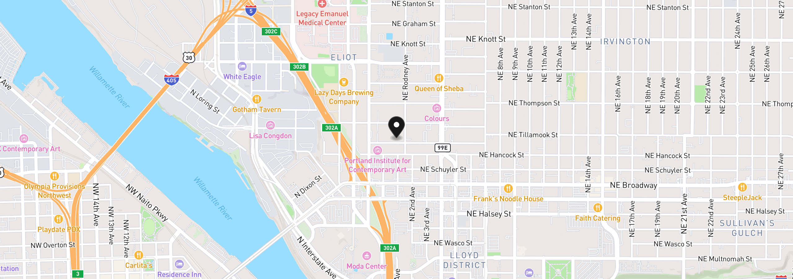 Map showing the location of 71 NE San Rafael St, Portland, OR 97035