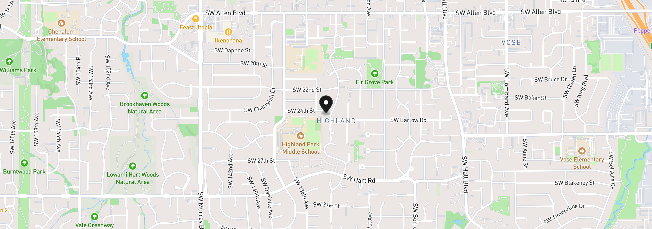 Map showing the location of 13470 SW 24th St, Beaverton, OR 97008
