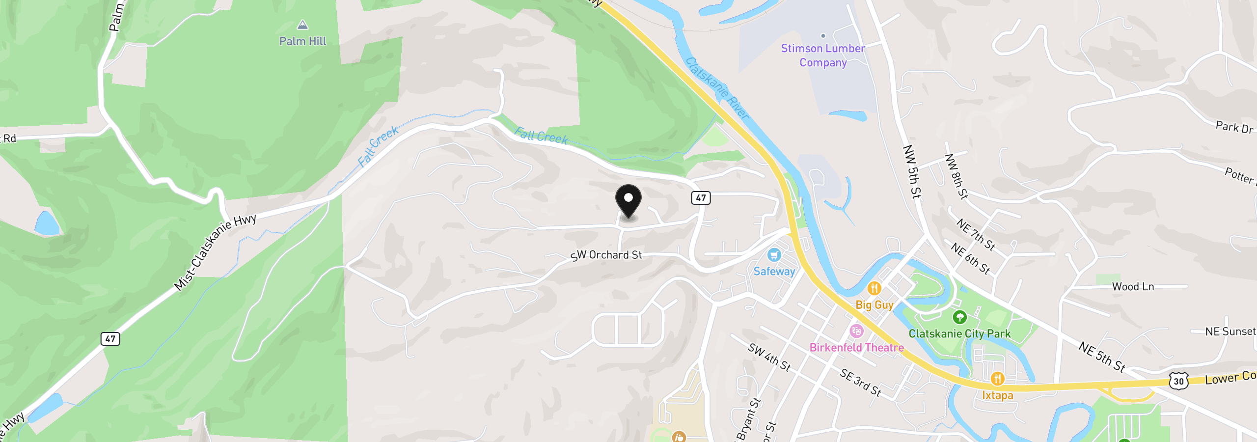 Map showing the location of 937 Janice Ct, Clatskanie, OR 97016