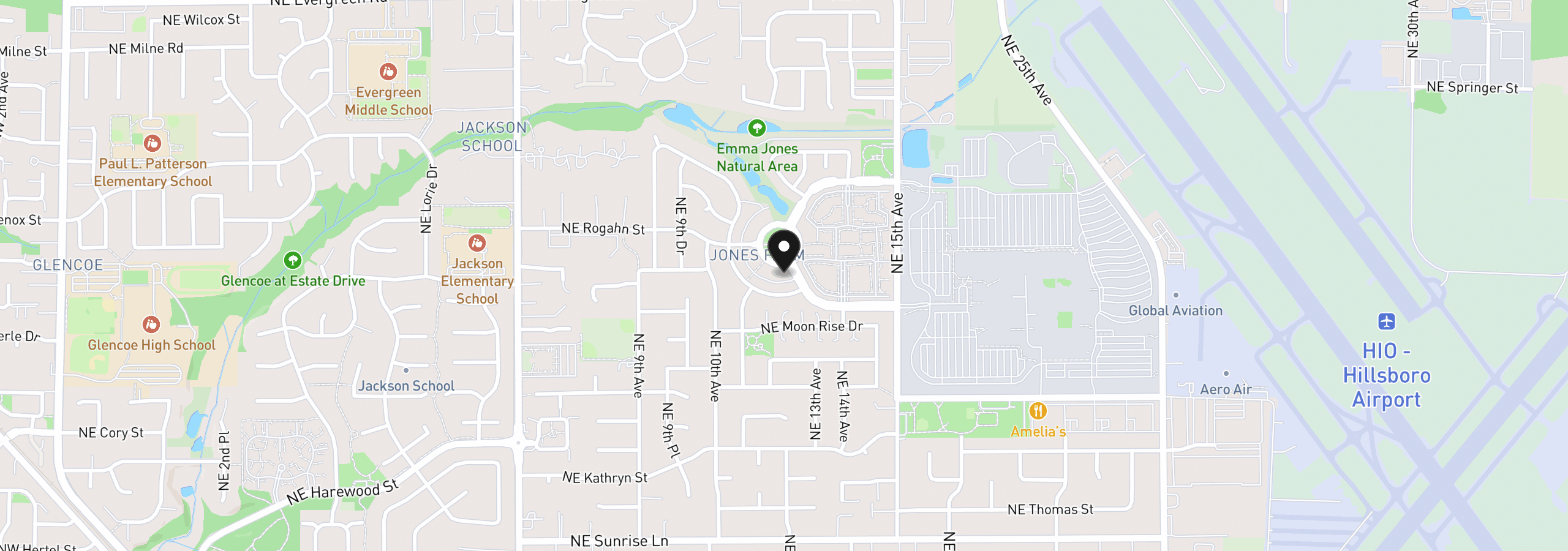 Map showing the location of 1246 NE Parks Edge Cir, Hillsboro, OR 97124
