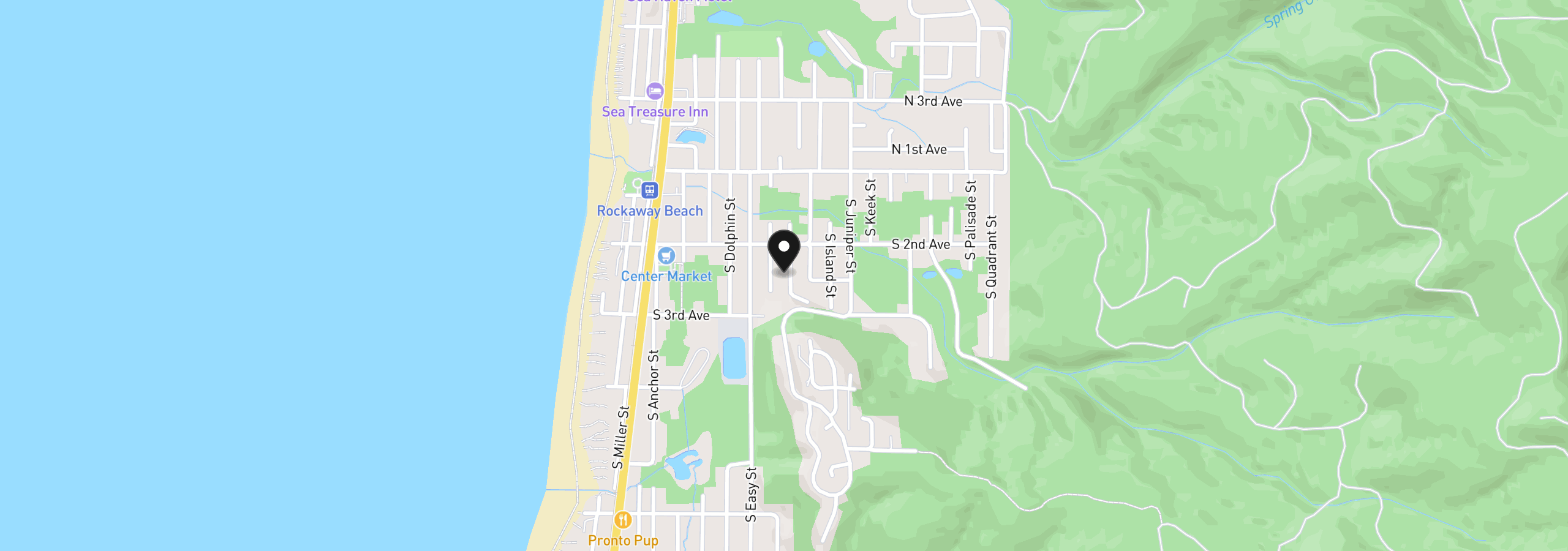 Map showing the location of 243 S Grayling St, Rockaway Beach, OR 97136
