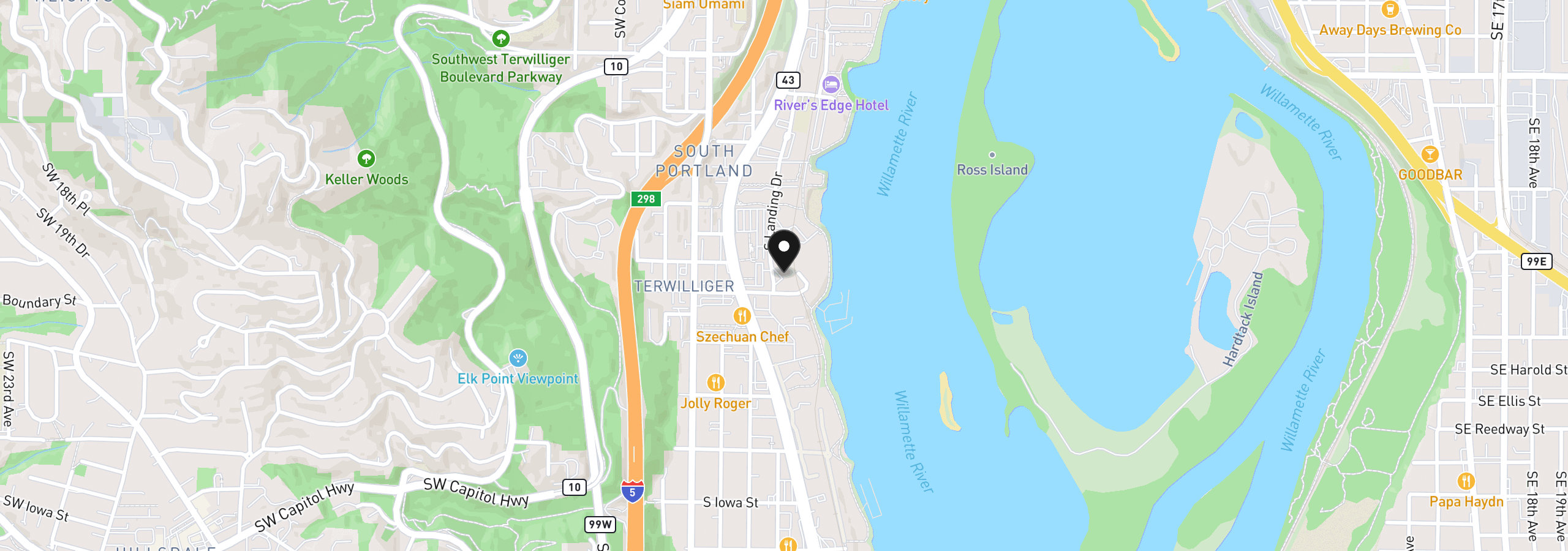 Map showing the location of 5250 S Landing Dr 308, Portland, OR 97239