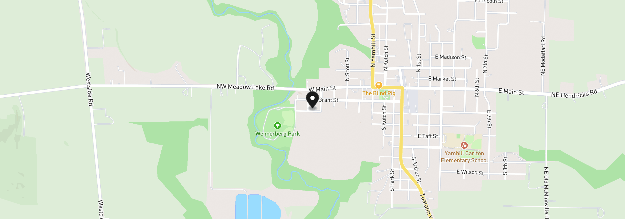 Map showing the location of 891 W Washington St, Carlton, OR 97111