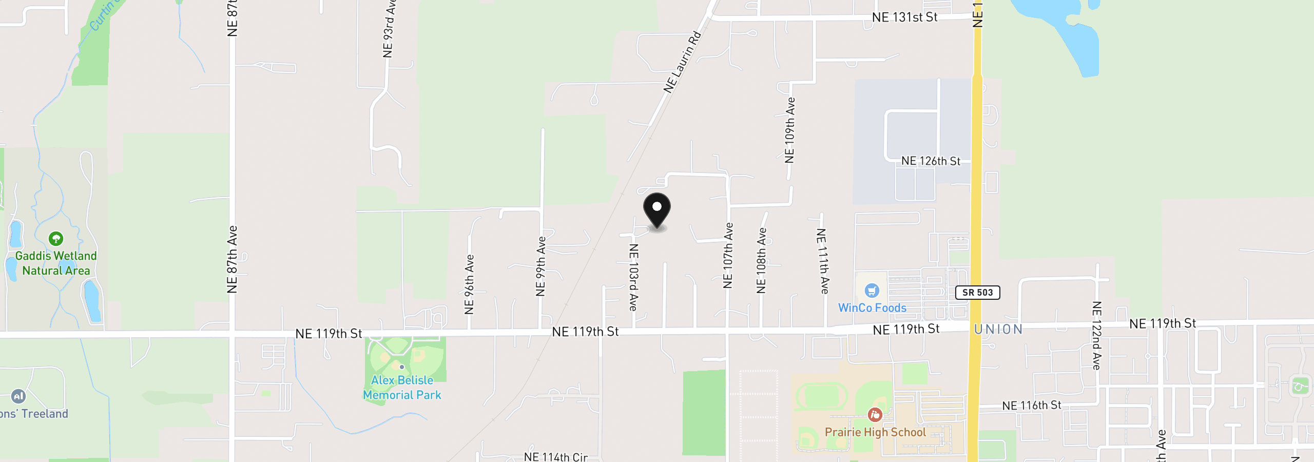 Map showing the location of 12305 NE 103rd Ave, Vancouver, Wa 98662