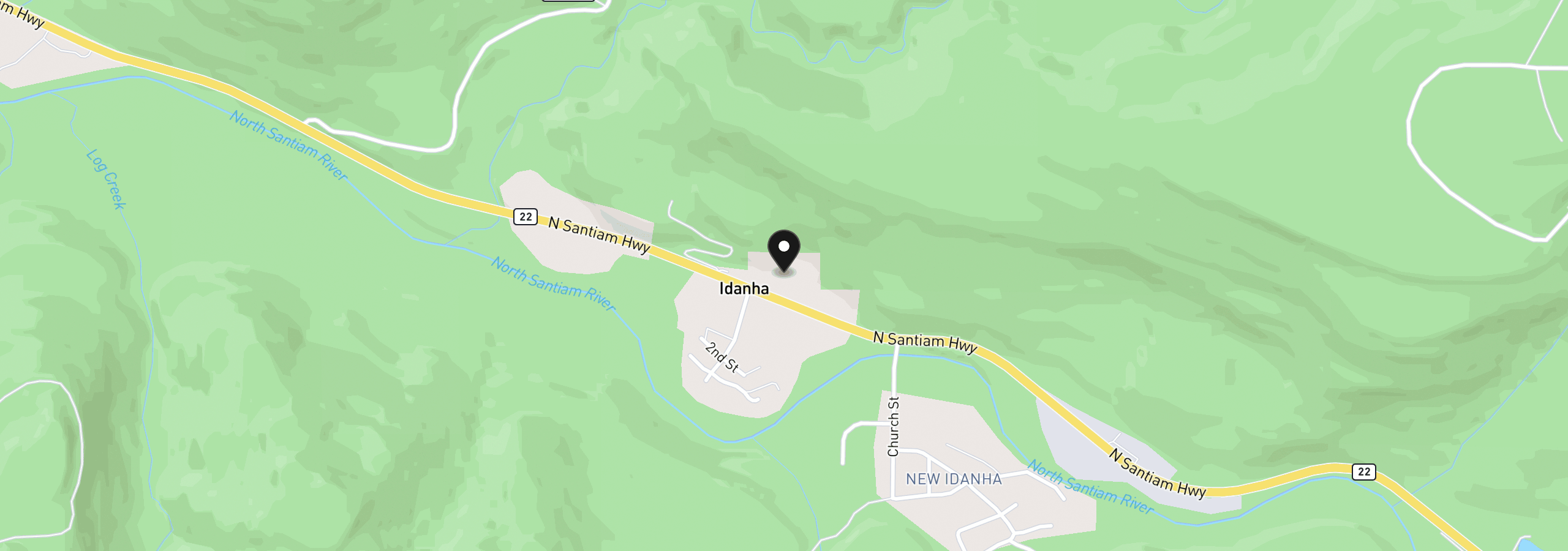 Map showing the location of N Santiam Hwy 1, Idanha, OR 97350