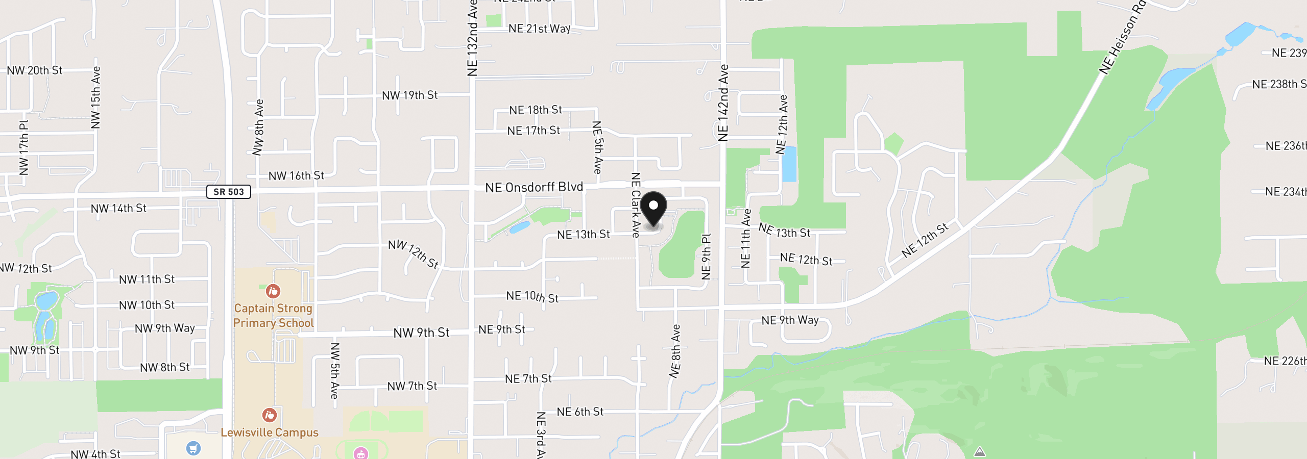 Map showing the location of 1306 NE 8th Ave, Battle Ground, Wa 98604