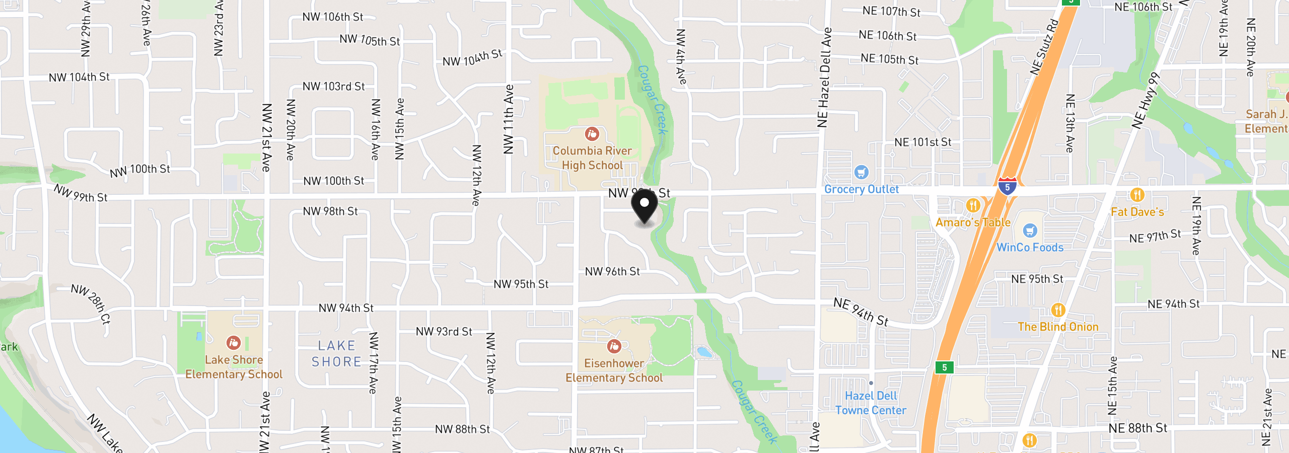 Map showing the location of 605 NW 98th St, Vancouver, Wa 98665