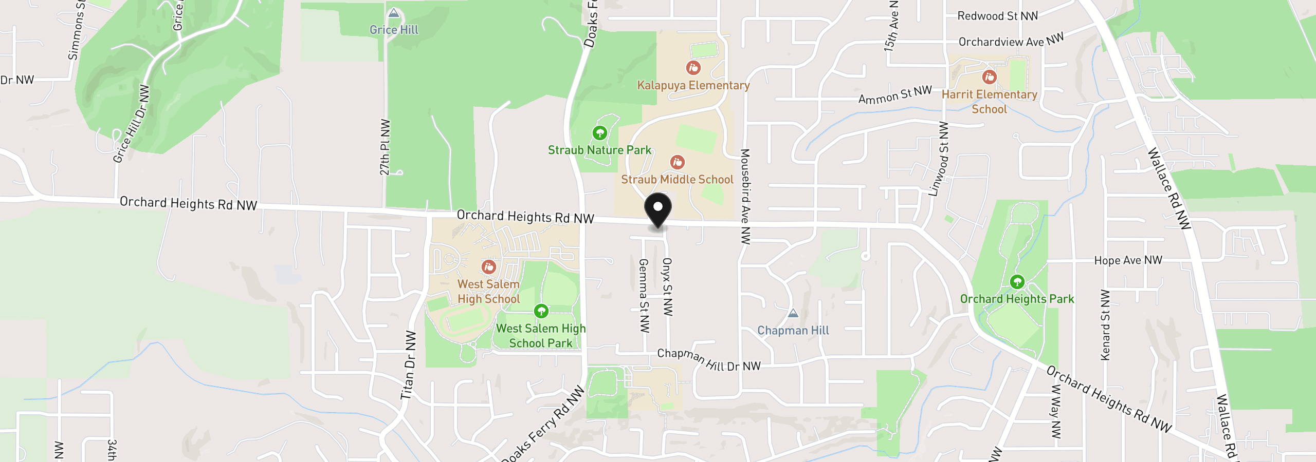 Map showing the location of 2075 Opaque Ave NW, Salem, OR 97304