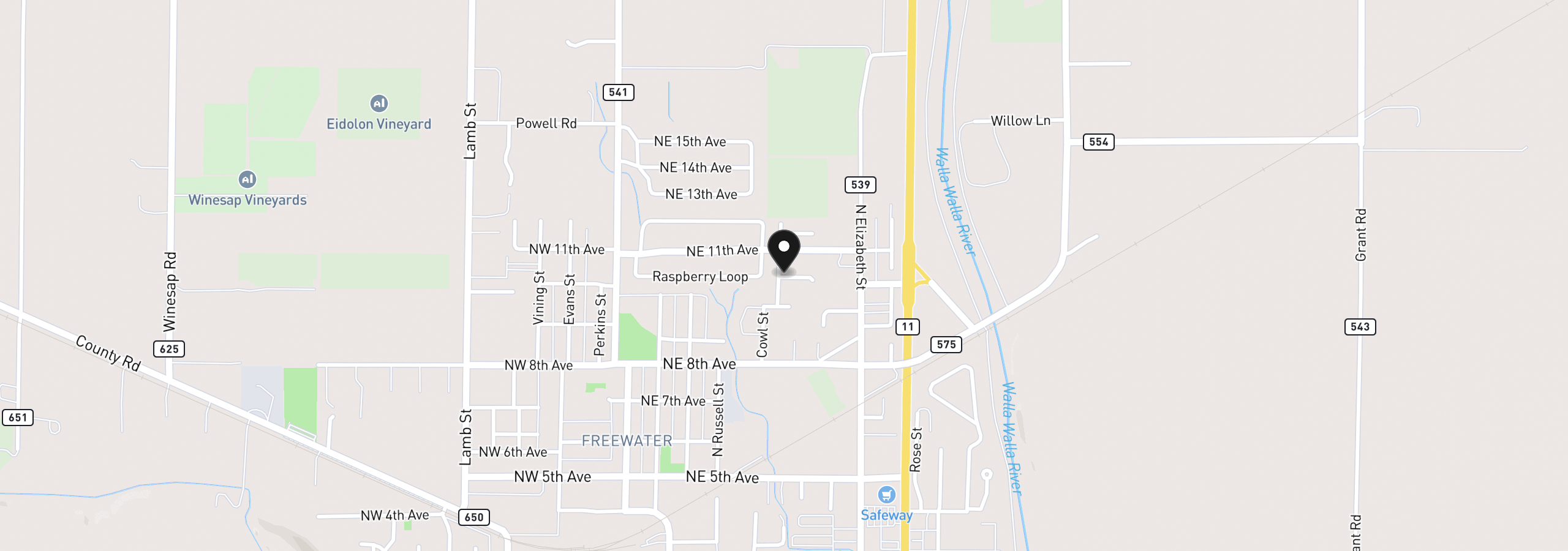 Map showing the location of 910 Cowl St 21, Milton-Freewater, OR 97862