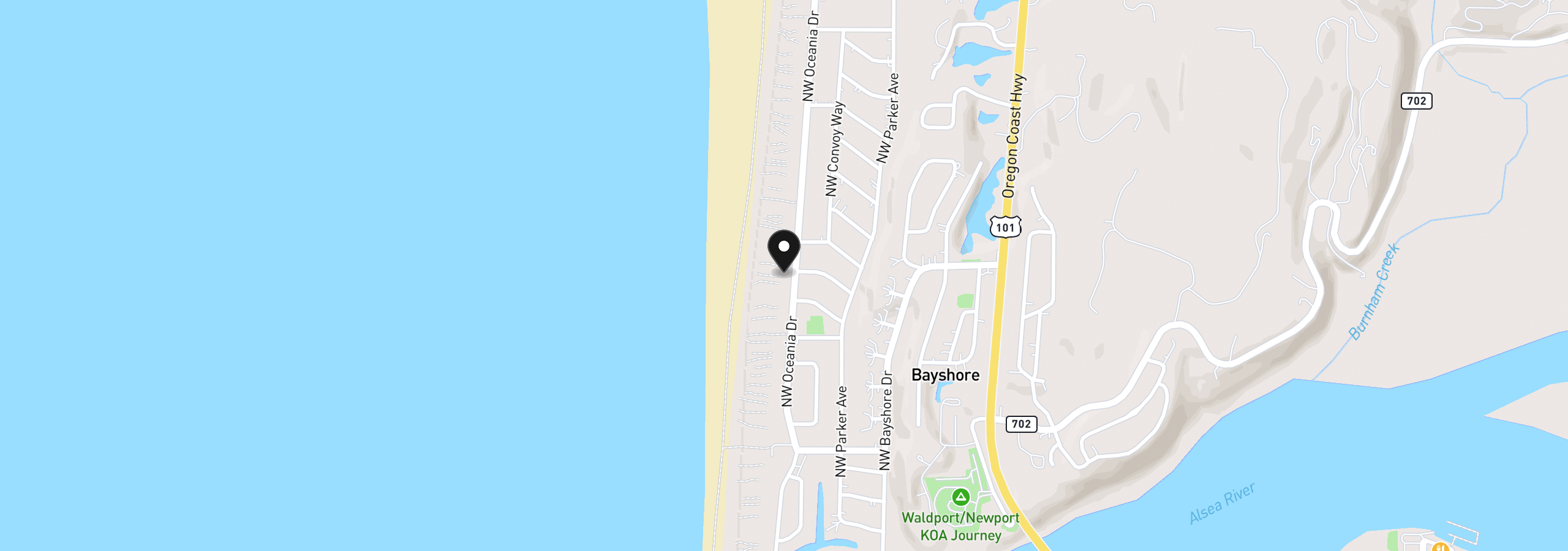 Map showing the location of 2014 NW Oceania Dr, Waldport, OR 97394