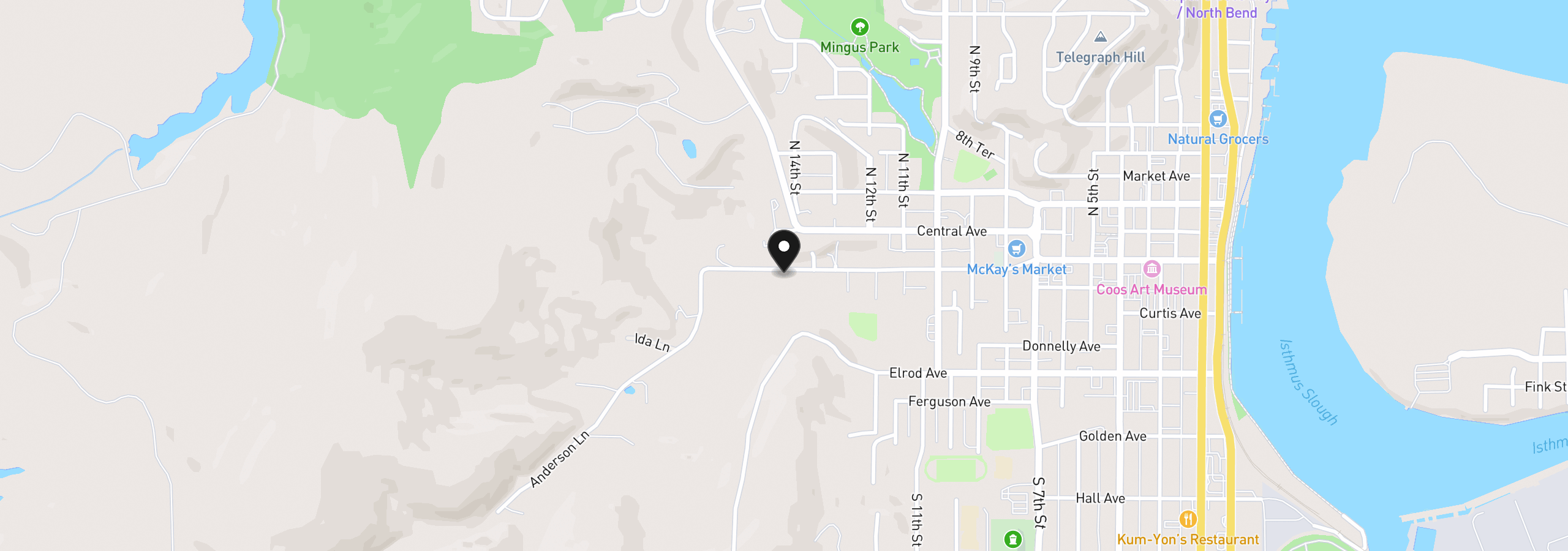 Map showing the location of 1421 Anderson Ave, Coos Bay, OR 97420