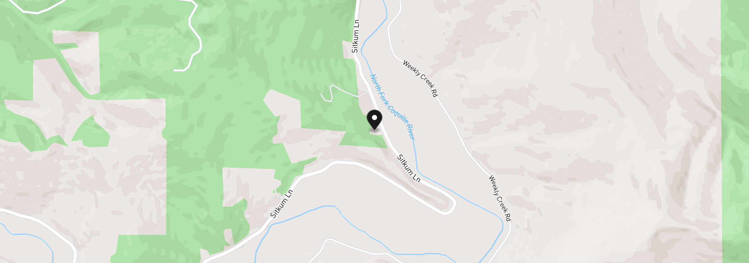 Map showing the location of 98629 Sitkum Ln, Myrtle Point, OR 97458