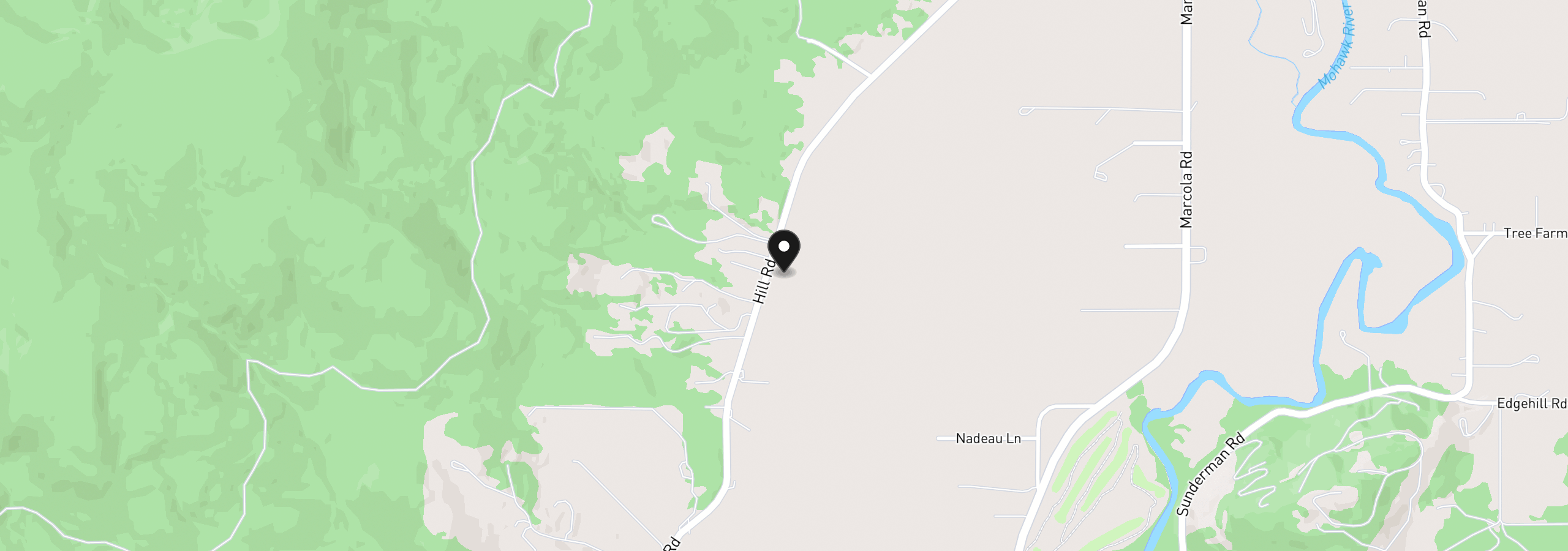 Map showing the location of Hill Rd, Springfield, OR 97478