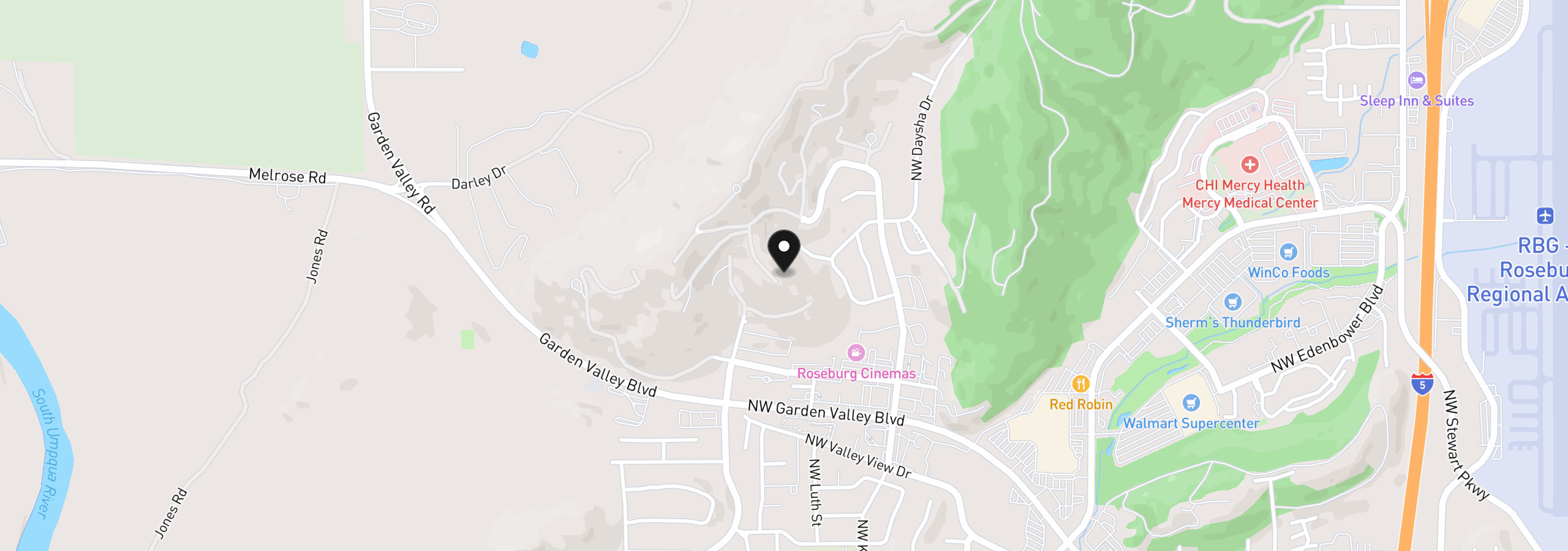 Map showing the location of 191 NW Rachel Lynn Way, Roseburg, OR 97471