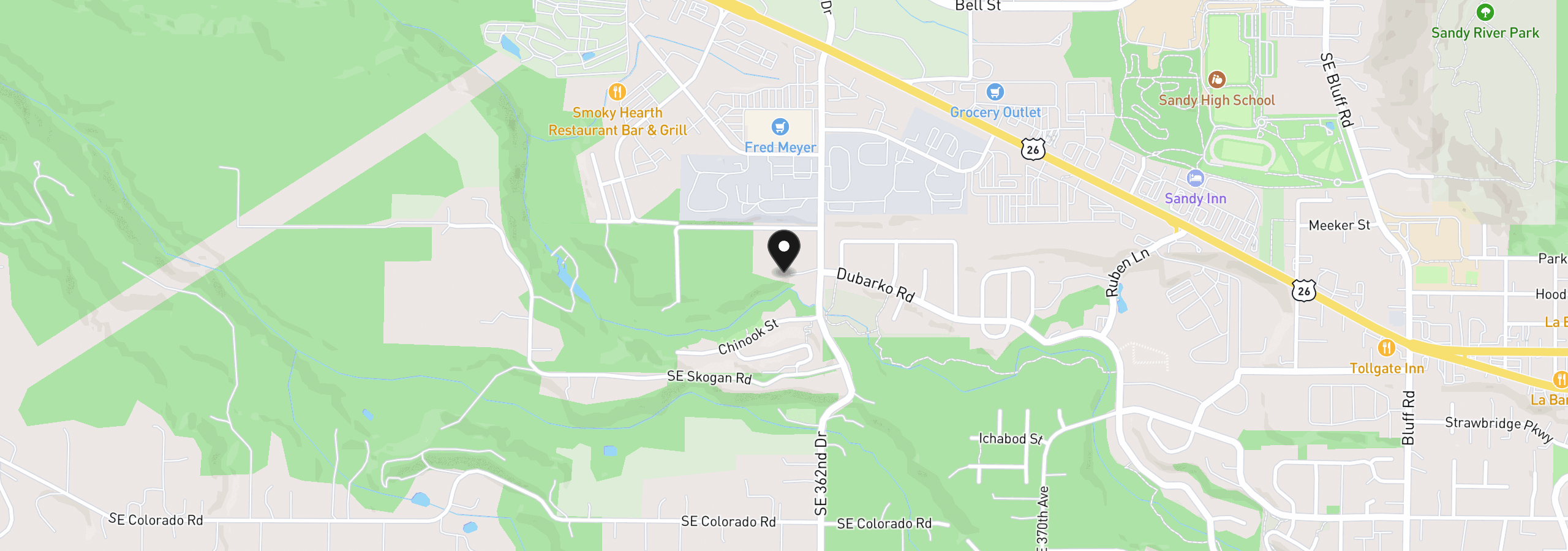 Map showing the location of 17151 SE 362nd Dr, Sandy, OR 97055