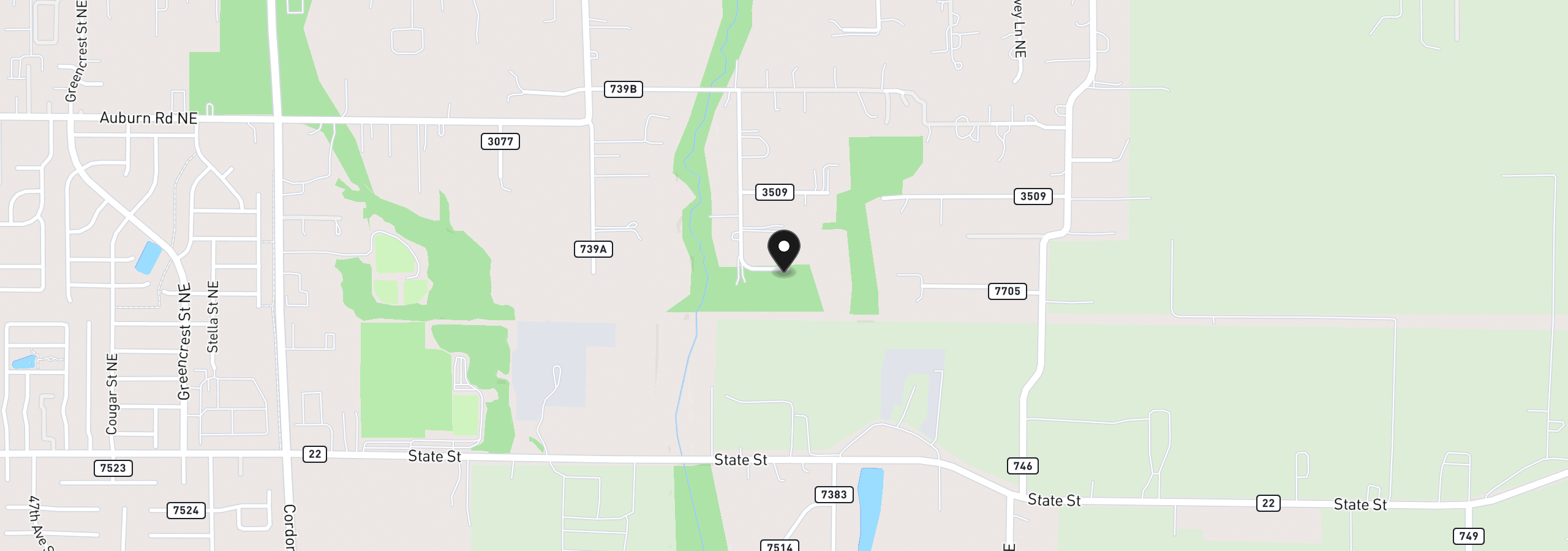 Map showing the location of 375 Fir Knoll Ln, Salem, OR 97317