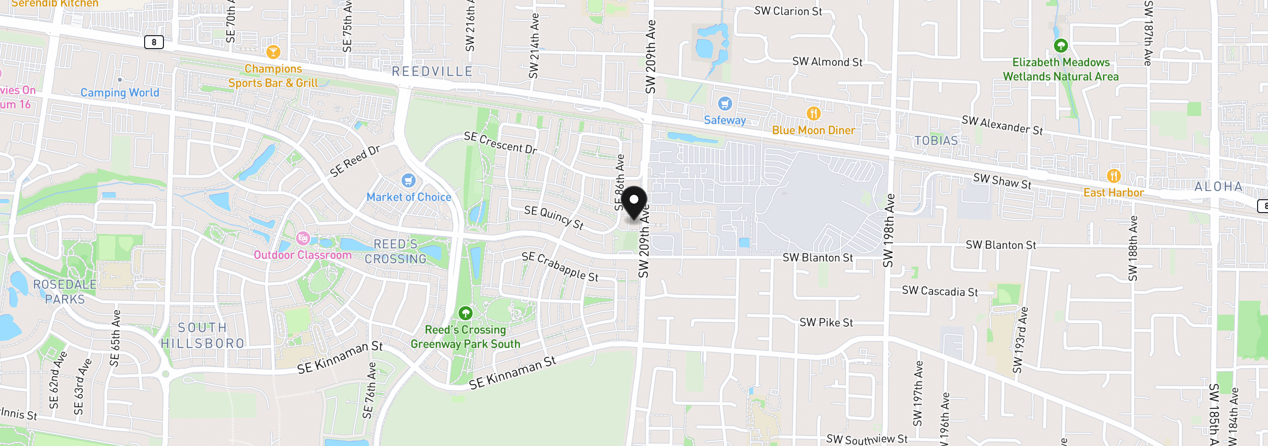 Map showing the location of 3659 SW 209th Ave, Hillsboro, OR 97123