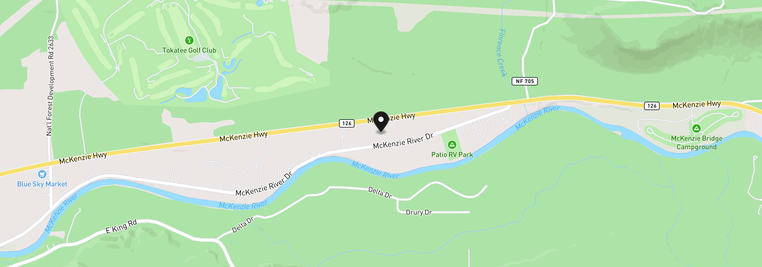 Map showing the location of 55533 McKenzie River Dr, Blue River, OR 97413
