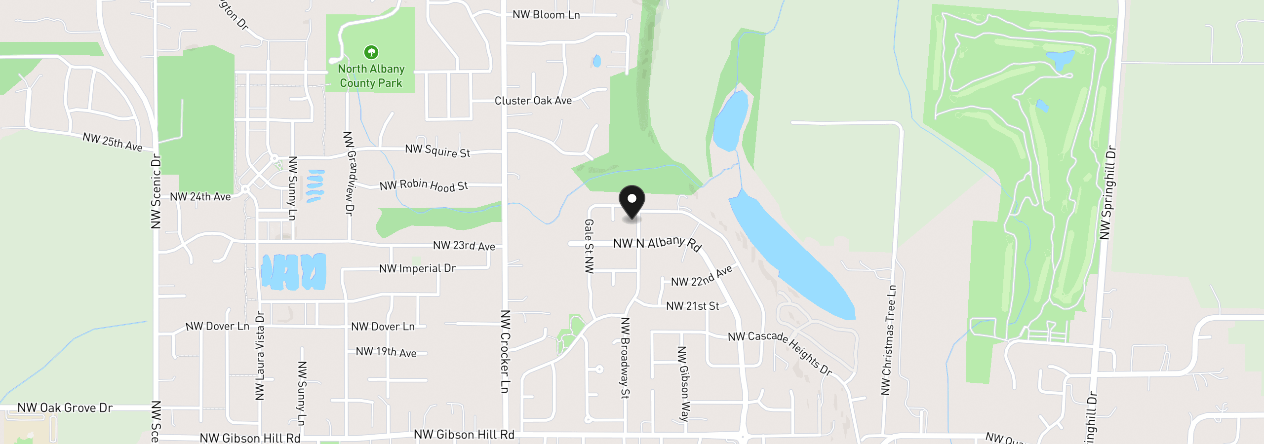 Map showing the location of 2442 NW Broadway St, Albany, OR 97321