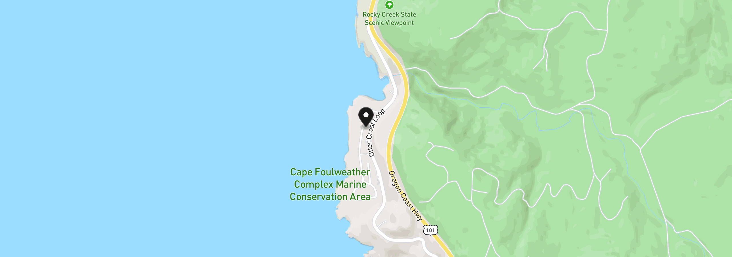 Map showing the location of 3510 Rocky Creek Ave, Depoe Bay, OR 97341