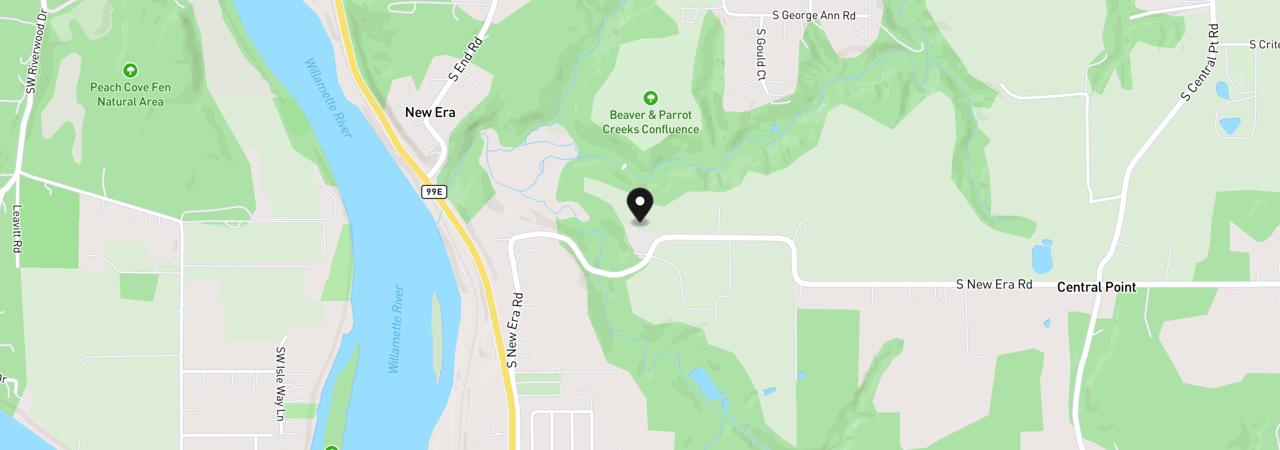 Map showing the location of 21381 S Hwy 99e, Canby, OR 97013